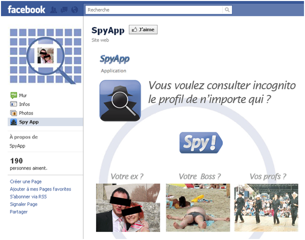 L'application SpyApp : landing page