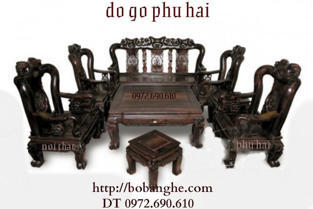 Bộ bàn ghế gỗ mun Kiểu Minh Quốc Hồng C12 QHM05