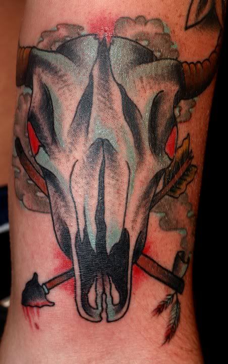 Cow Skull Tattoos. Tattoos by Ashton Anderson