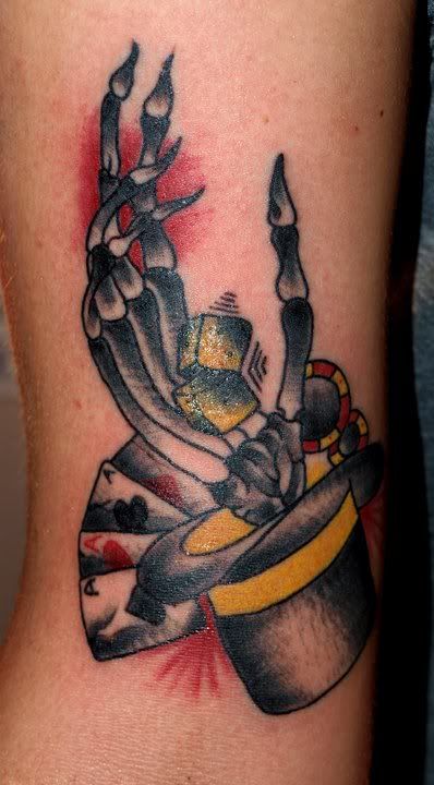 skeleton hand tattoo. Tattoos by Ashton Anderson