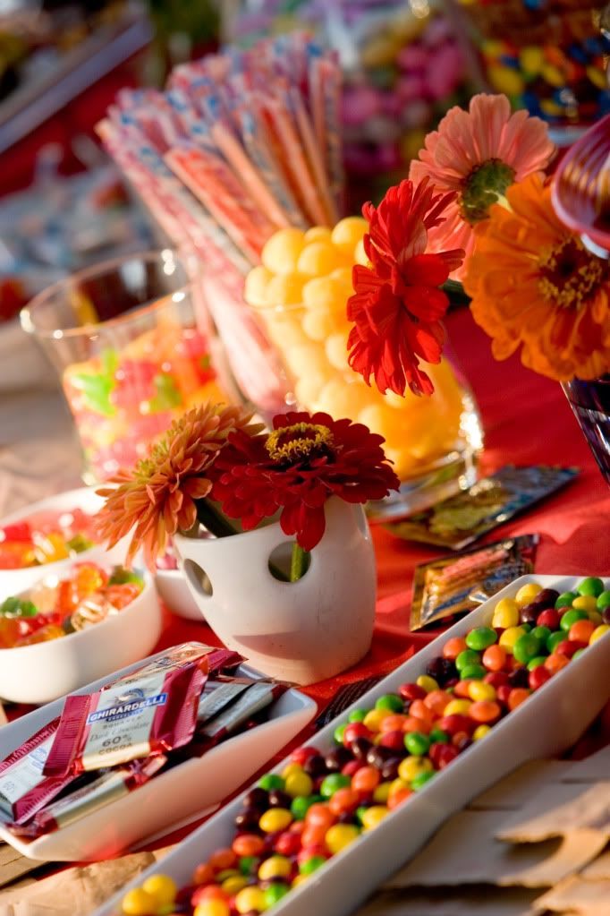 Candy Buffet Skittles Pixie Sticks Ghiradelli Chocolates Carmels wedding