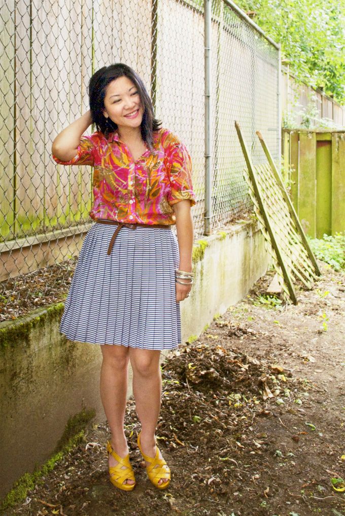 Navy Pleated Skirt