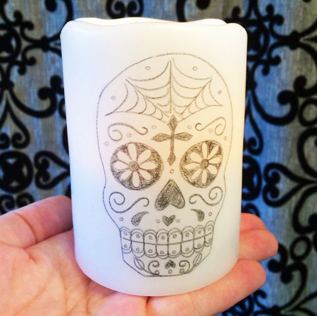 Sugar Skull Candle