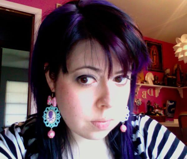 wearing new earrings