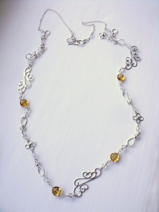 citrine and white topaz silver necklace citrine and white topaz silver necklace