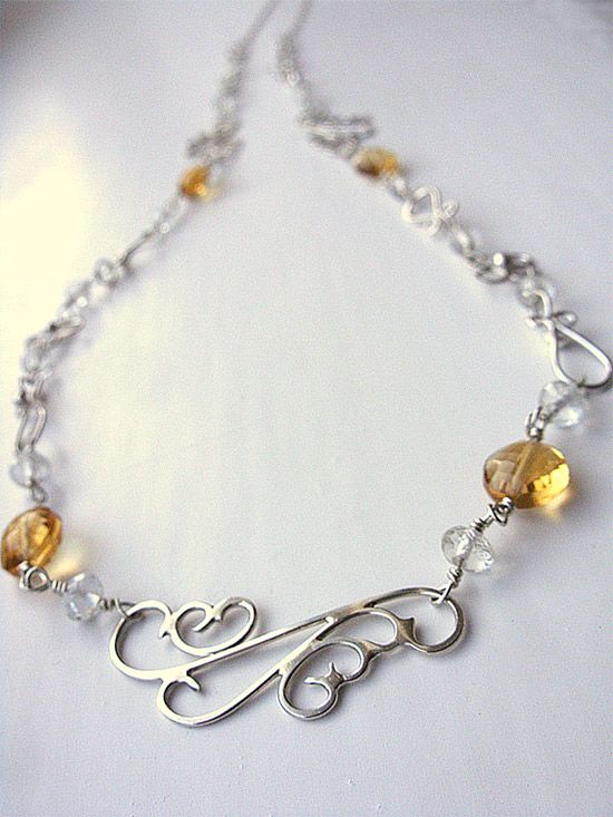 citrine and white topaz silver necklace citrine and white topaz silver necklace