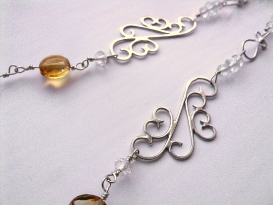 citrine and white topaz silver necklace citrine and white topaz silver necklace