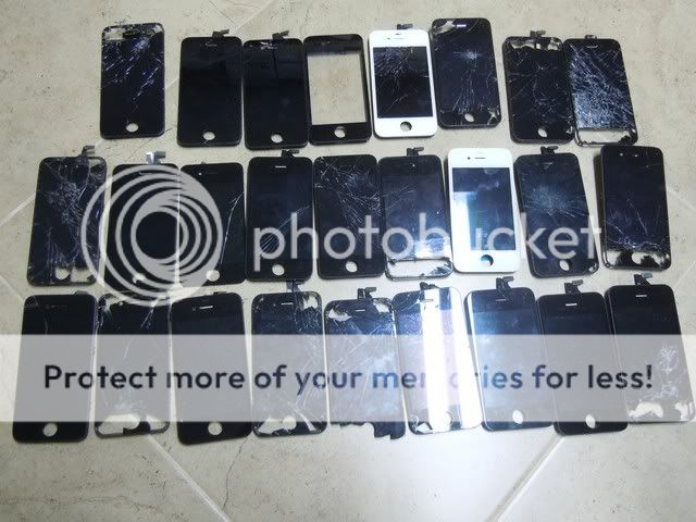 LOT OF 24 APPLE iPHONE 4 4G FRONT PANEL LCD DIGITIZER ASSEMBLY BROKEN 