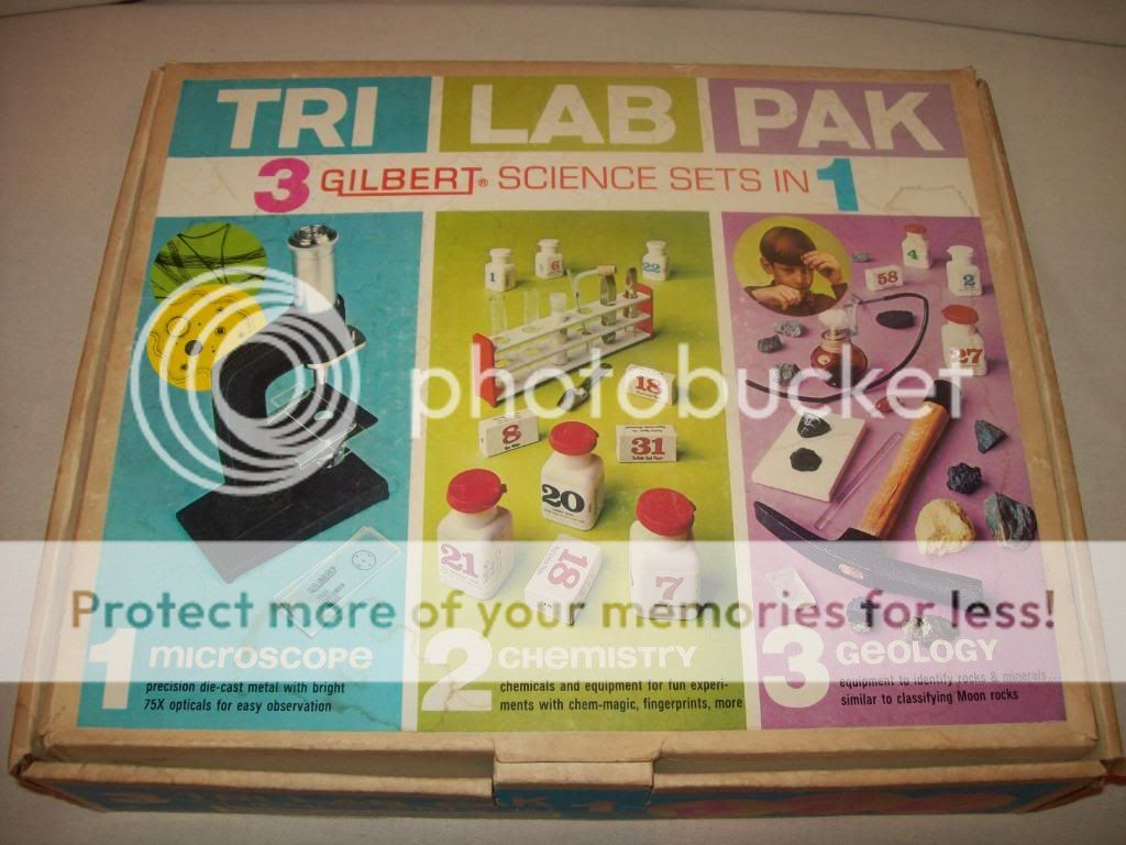 Vintage~GILBERT~Science~Set~Microscope~Geology~Chemistry~Instructions 