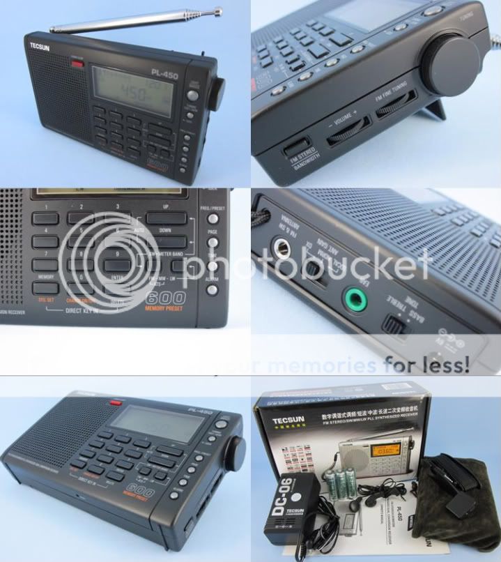 TECSUN PL 450 Black SW/MW/LW PLL Dual Conversion Radio  