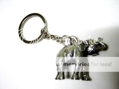 Figure Elephant Key Chain Ring Silver Pewter Hand Craft  