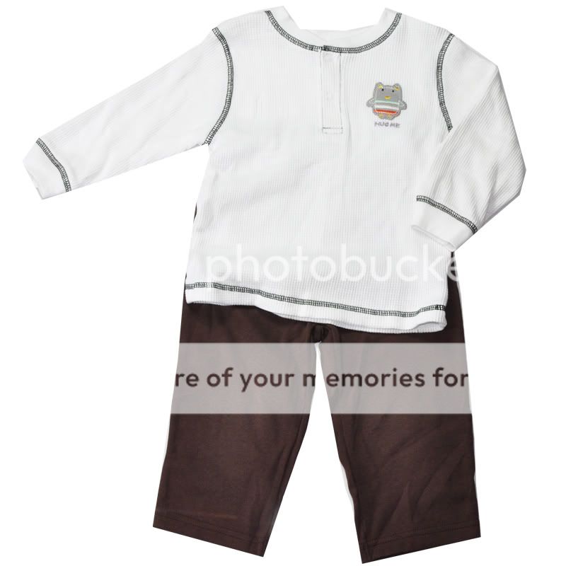 New Baby Boys clothing set white long sleeve t shirt and pants for 18 Months