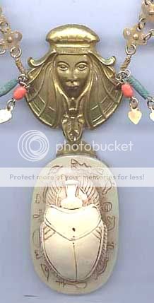 One of a Kind Egyptian Necklace Cleopatra with Scarab OOAK  