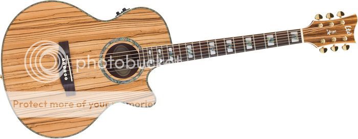 The ESP Xtone Exotic Wood Cutaway Acoustic Electric Guitar is luxurios 