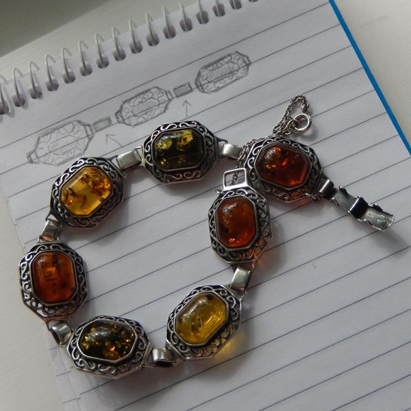 Amber bracelet and jewellery illustration