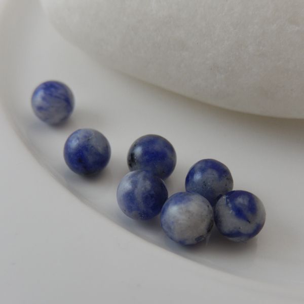 Denim Lapis Lazuli beads in close up